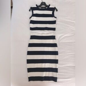 Navy and White Striped Two-Piece Set